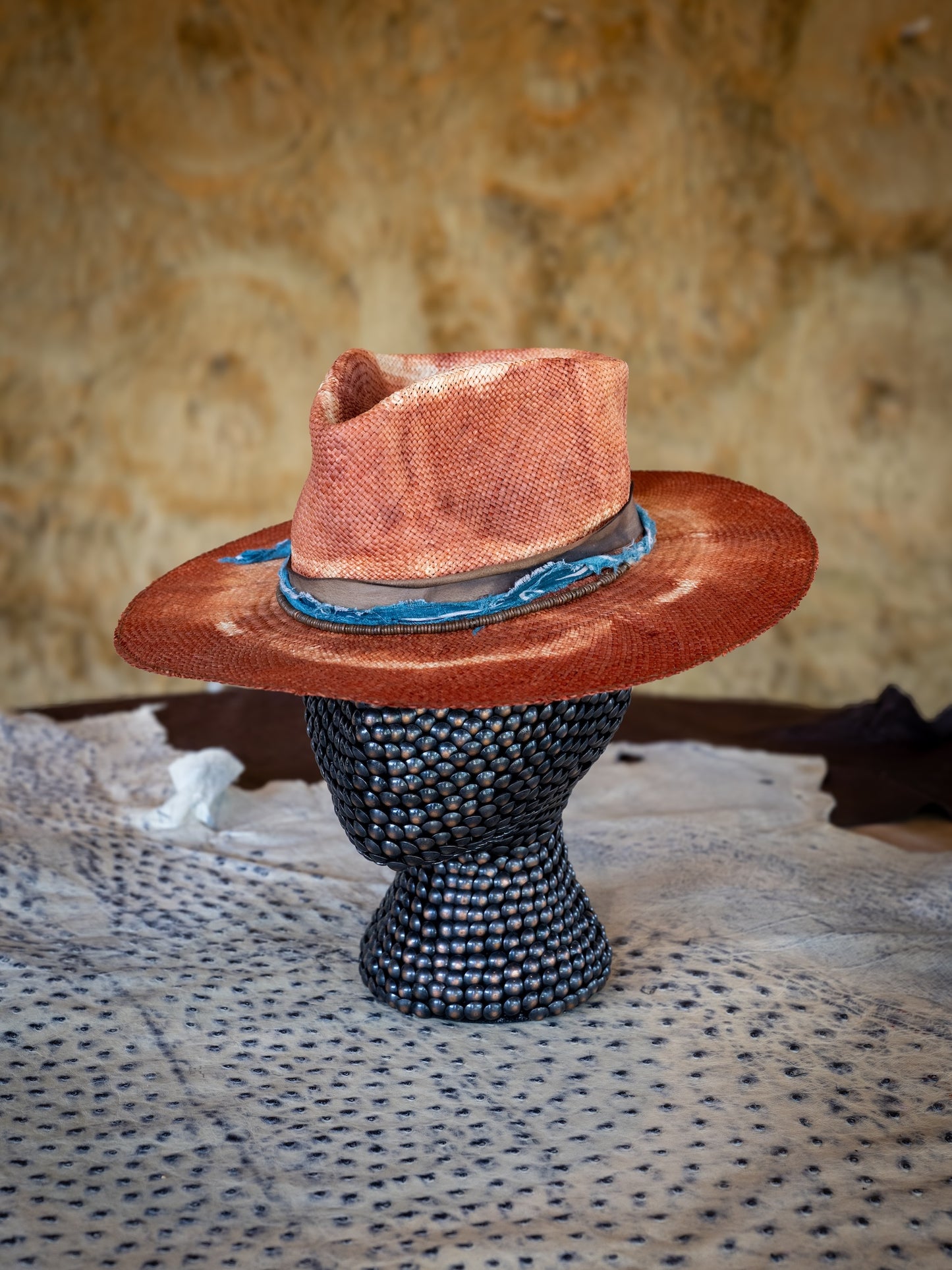 TROVADOR Sirocosto rust-toned Brisa straw hat, handmade in Austin Texas