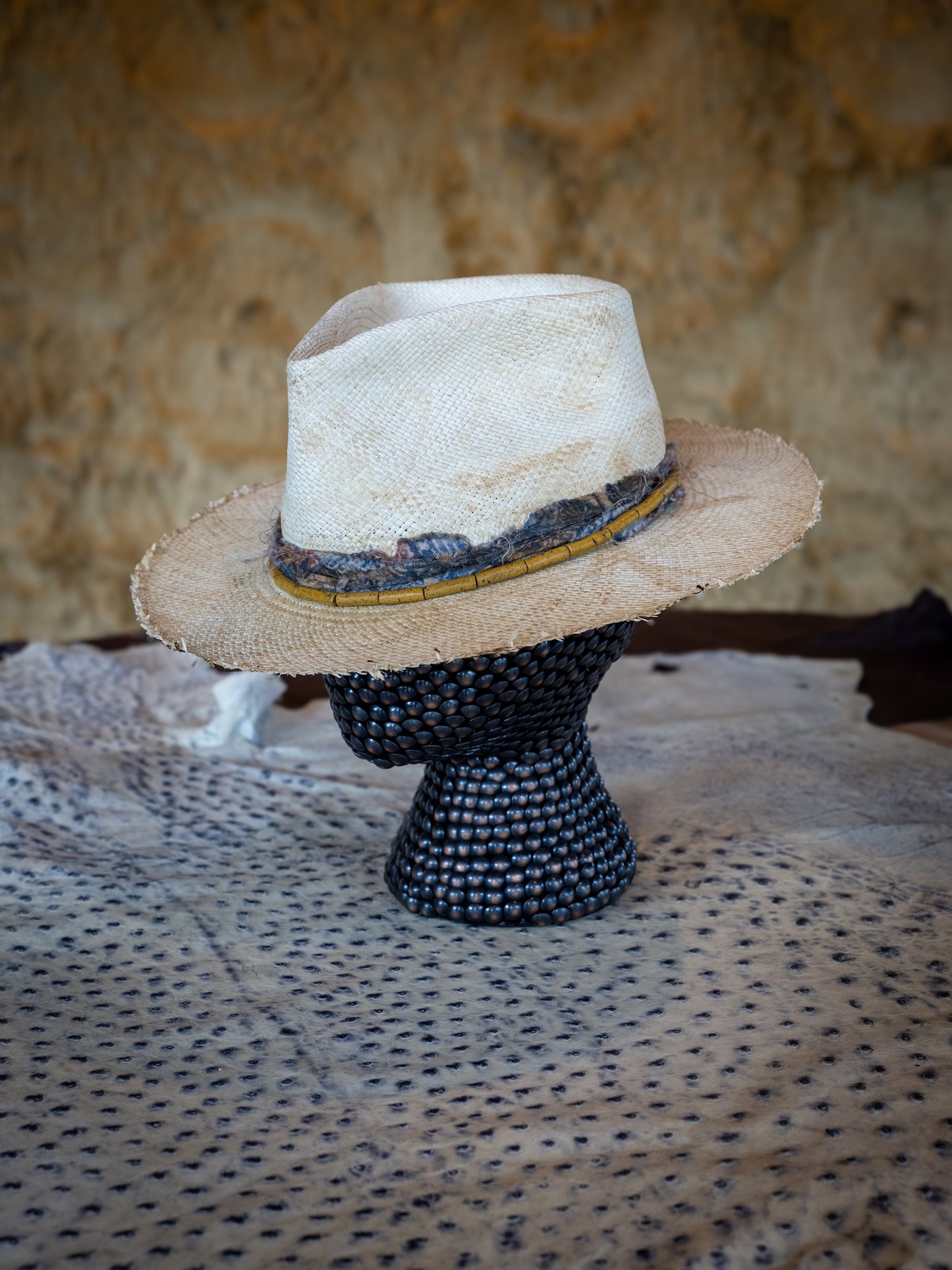 TROVADOR La Nacha natural Brisa straw Panama-style hat with frayed brim, handmade in Austin Texas