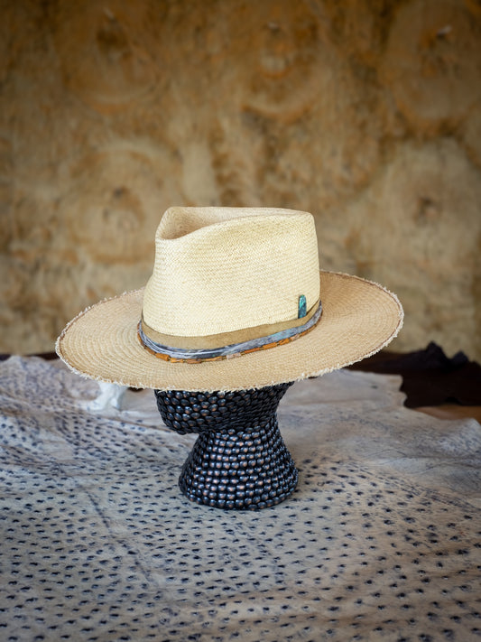 TROVADOR Mar Todos long-brim Brisa straw Panama-style fedora with frayed Cuban edge, handmade in Austin Texas