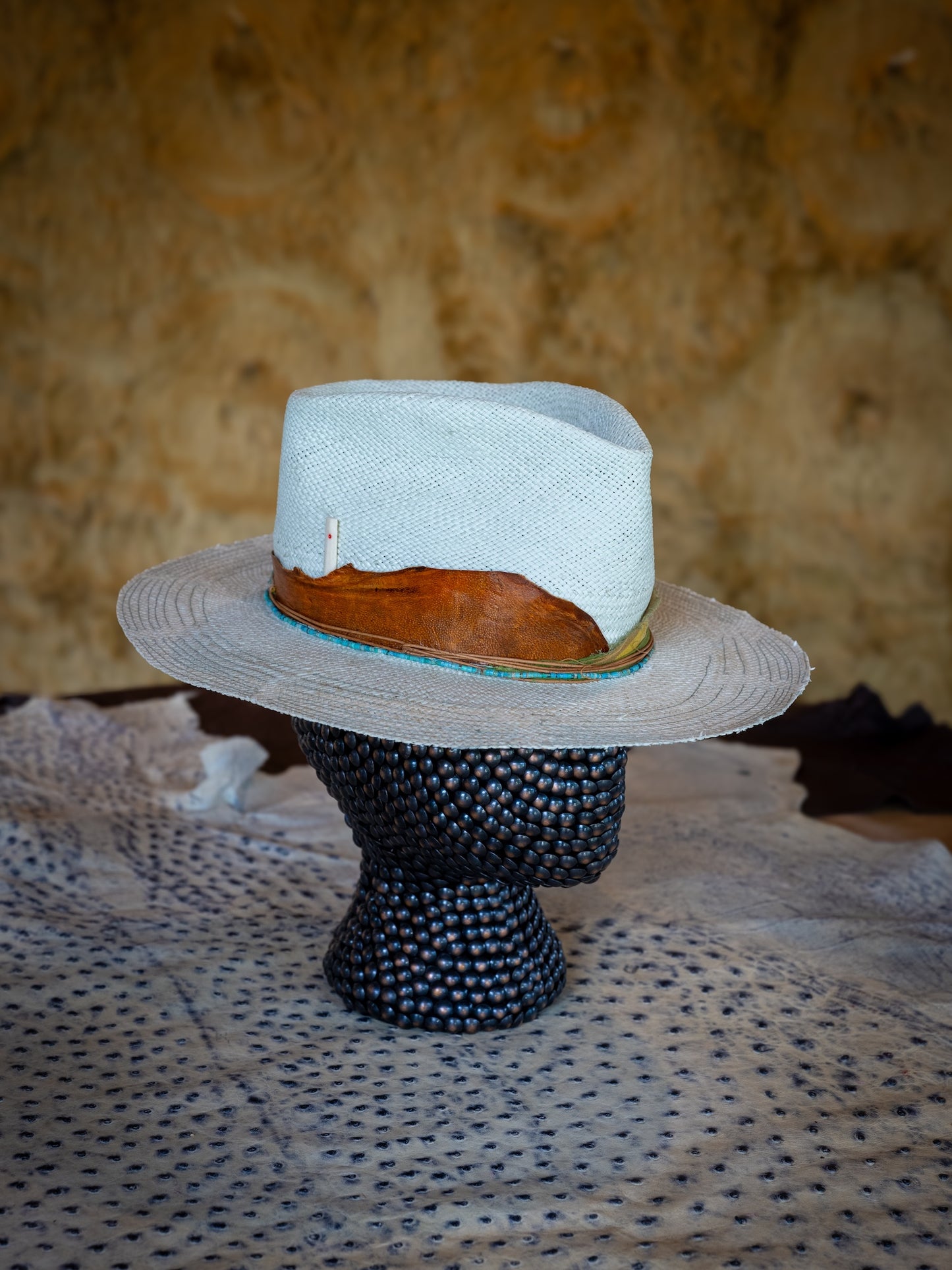 TROVADOR Limonada mint green Brisa straw hat with desert lizard band, handmade in Austin Texas