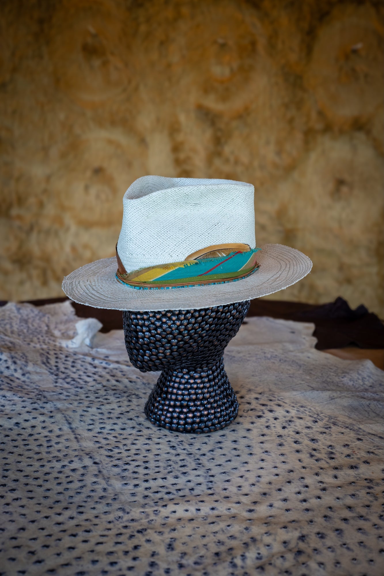 TROVADOR Limonada mint Brisa straw Panama-style hat with rust lizard band, handmade in Austin Texas